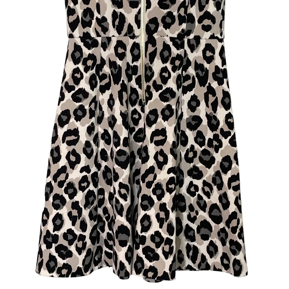 Eliza J Leopard Print Short Sleeve Fit & Flare Mini Dress Size 4 Tan Black - Picture 6 of 11
